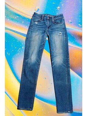 American Eagle Outfitters Super Stretch X Skinny Denim Jeans Size 2Long Distress